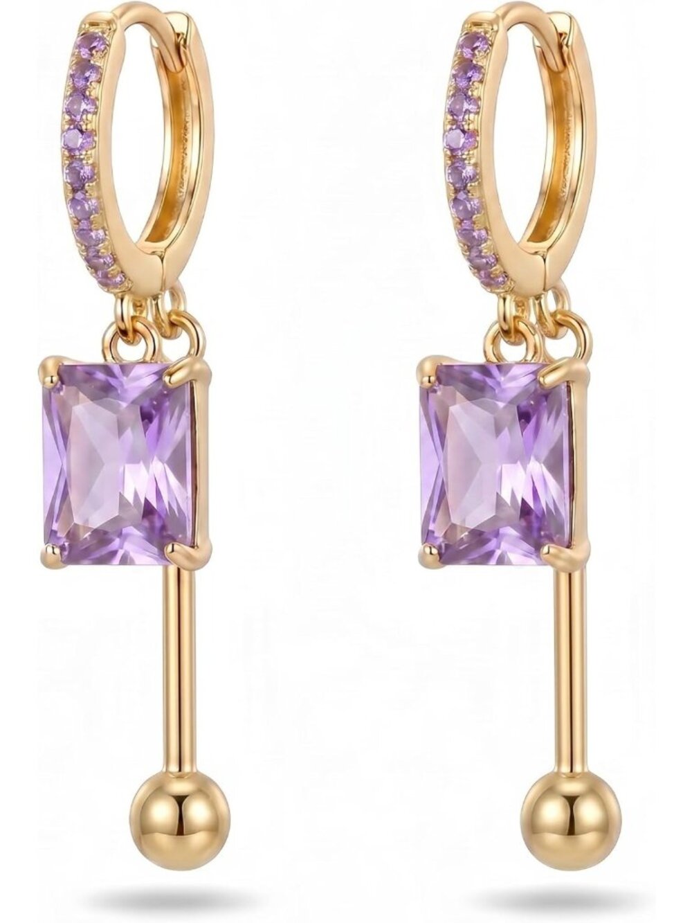 Elegant Gold Tone Crystal Huggie Hoop Drop Earrings for Women, Stylish Jewelry